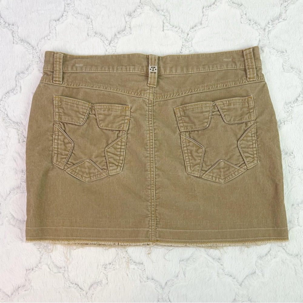 Vintage Y2K Tommy Hilfiger Tan Corduroy Star Pocket Mini Skirt Size 11